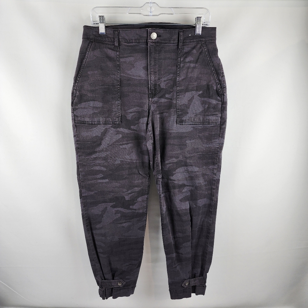 Express Pants Womens 10 Cropped Straight High Rise Stretch Camo Multi Pockets